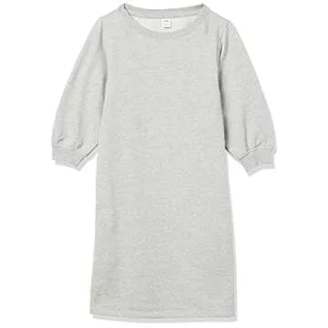 Amazon Essentials Women's Fleece Blouson Sleeve Crewneck Sweatshirt Dress (Available in Plus Size), Grey Heather, Medium