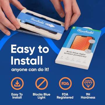 Ocushield Anti Blue Light Tempered Glass Screen Protector for iPhone 13 | iPhone 13 Pro | iPhone 14 ...