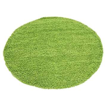 Unique Loom Solid Shag Collection Area Rug (6' 1" Round, Grass Green)