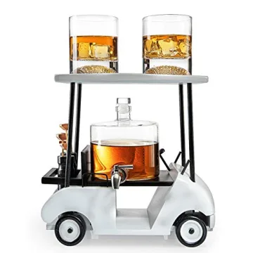 The Wine Savant Golf Decanter Whiskey Decanter and 2 Whiskey Glasses -, Golf Gifts for Both Men & Wo...