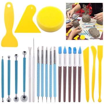 Glarks 22Pcs Carving Modeling Clay Sculpting Tools Set Including Dual-Ended Modeling Dotting Tools, ...