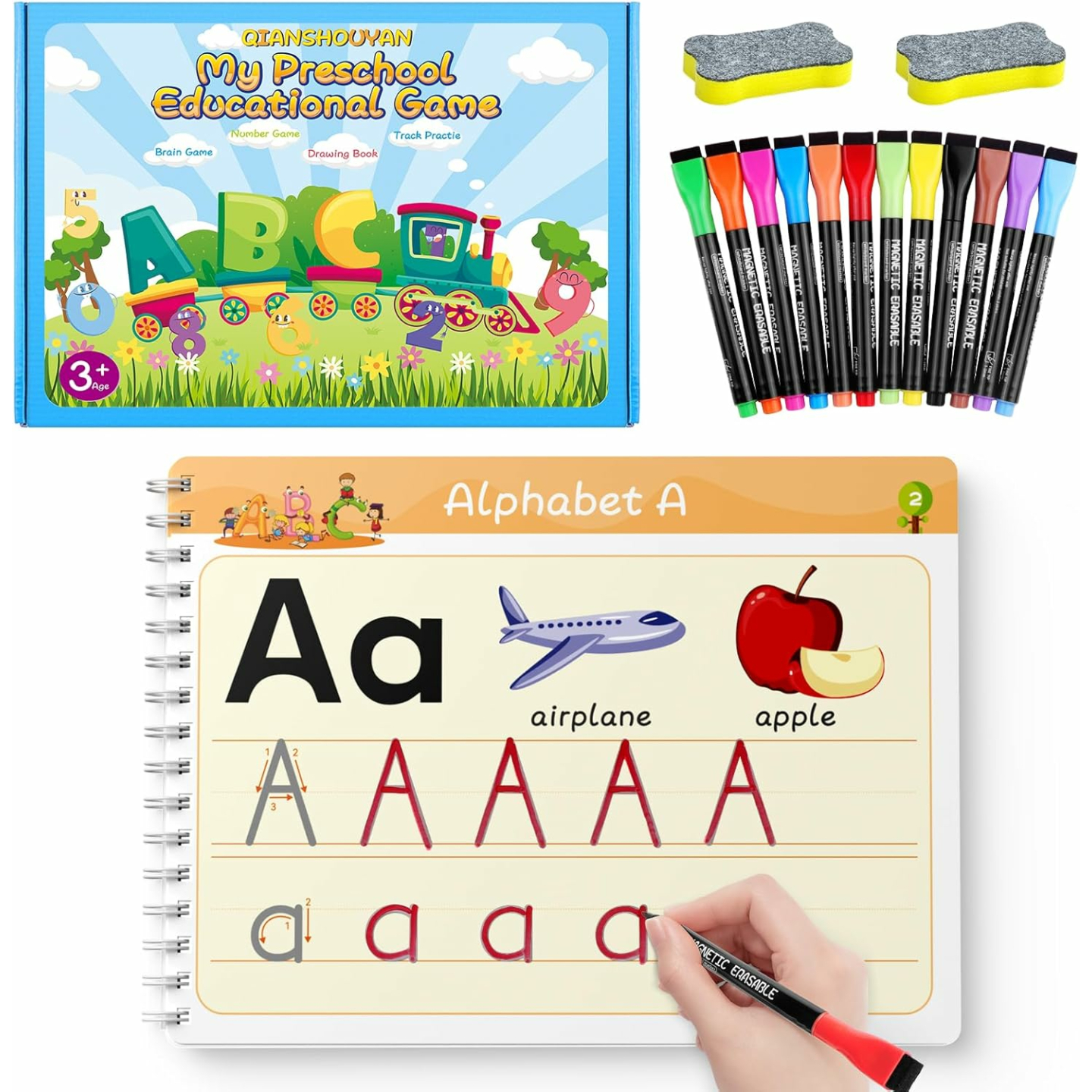 Educational Preschool Workbook - Reusable Tracing Fun