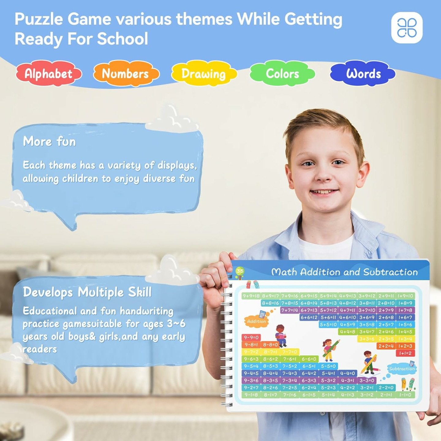 Educational Preschool Workbook - Reusable Tracing Fun