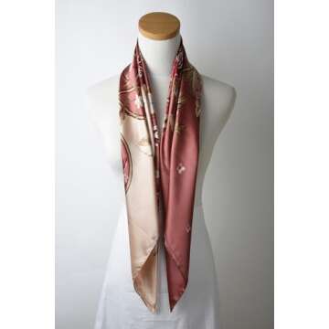 corciova 35 Women Silk Like Square Hair Scarf Headscarf Candy Pink Almond Flower Curly Headband Tie Sleeping at Night Fashion