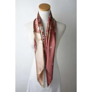 corciova 35 Women Silk Like Square Hair Scarf Headscarf Candy Pink Almond Flower Curly Headband Tie Sleeping at Night Fashion