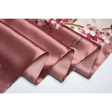 corciova 35 Women Silk Like Square Hair Scarf Headscarf Candy Pink Almond Flower Curly Headband Tie Sleeping at Night Fashion