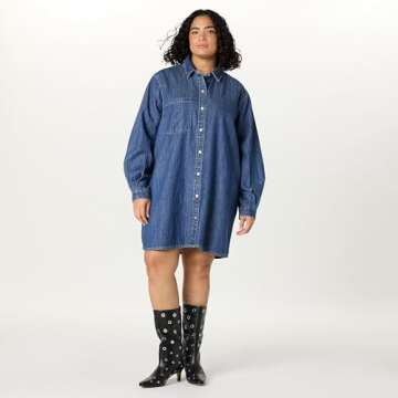 The Drop Women’s Katerina Denim Shirtdress, Classic Indigo, M
