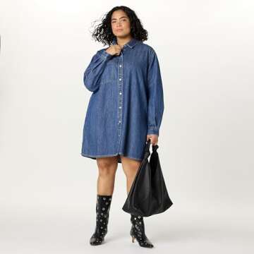 The Drop Women’s Katerina Denim Shirtdress, Classic Indigo, M