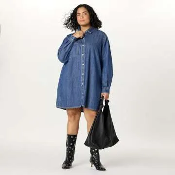 The Drop Women’s Katerina Denim Shirtdress, Classic Indigo, M