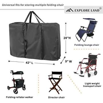 Explore Land Heavy Duty Chair Storage Bag for Folding Longue Zero Gravity Light Weight Transport Fol...