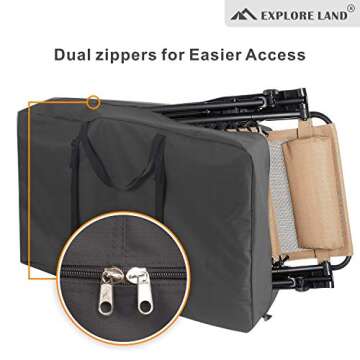 Explore Land Heavy Duty Chair Storage Bag for Folding Longue Zero Gravity Light Weight Transport Folding Rollator Walker (Black)