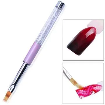 SILPECWEE 3Pcs Acrylic Nail Brush Set UV Gel Nail Ombre Brush Double-Head Sponge Pen Wooden Nail Art Gradient Painting Brush Manicure Tools