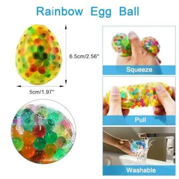 8 Pack Easter Eggs Stress Balls Fidget Toys, 8 Colors Squishy Squeeze Ball Toys, Easter Basket Stuff...