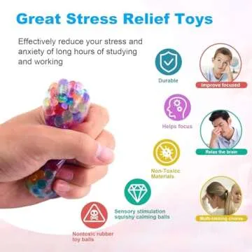 8 Pack Easter Eggs Stress Balls Fidget Toys, 8 Colors Squishy Squeeze Ball Toys, Easter Basket Stuffers Party Favors Gifts