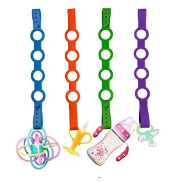 4PK Toy Safety Straps, Stretchable Silicone Pacifier Clips Baby Toddler Bottle Toy Harness Straps fo...