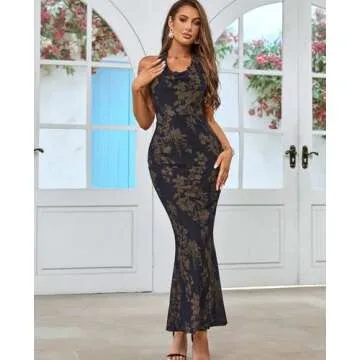 HTZMO Women's Floral Maxi Dress - Elegant Summer Style