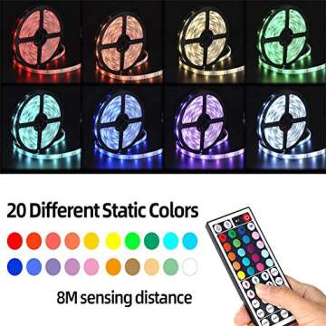 Kwanan LED Strip Lights, 5050 RGB Color Changing Flexible Rope Lights Kit with 44 Keys Remote Controller (RGB)