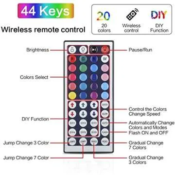 Kwanan LED Strip Lights, 5050 RGB Color Changing Flexible Rope Lights Kit with 44 Keys Remote Controller (RGB)