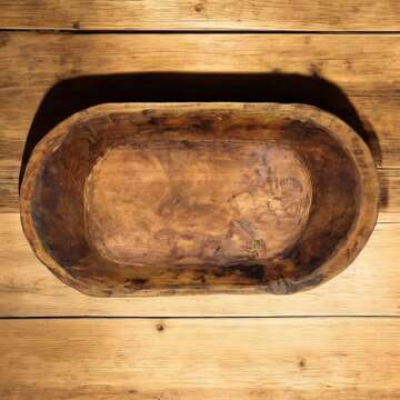 19"-22" Decorative Wood Weston Dough Bowl- Farmhouse Brown Rustic Bowl- The Weston