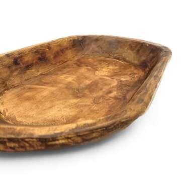 19"-22" Decorative Wood Weston Dough Bowl- Farmhouse Brown Rustic Bowl- The Weston
