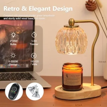 Fozanski Vintage Candle Warmer Lamp with Dimmer and Timer