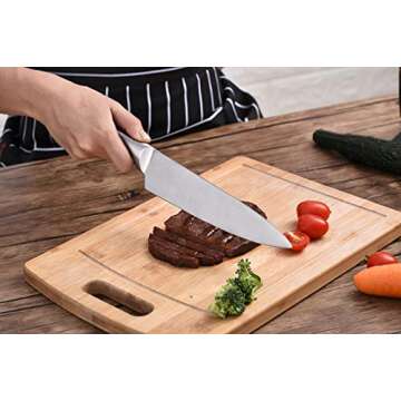 BEAFUORCT Block Knife Sets Stainless Steel With Sharpening 15 piece Acrylic Stand Steak Knives Set Professional Chef Knife and Scissors for Kitchen