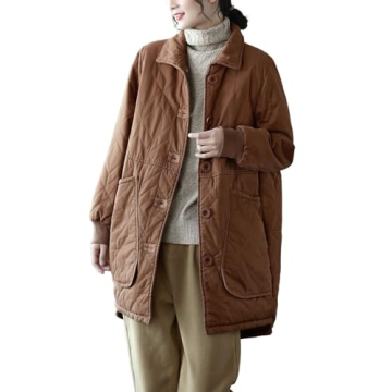 chouyatou Women's Midi Long Quilted Jacket Shacket Casual Oversized Puffer Jacket Winter Coat (Large...