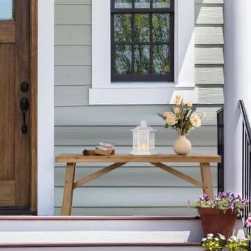 Sawmill Long Wood Bench, 43" Farmhouse Entryway Bench for Living Dining Room, Rustic Entry Way Benches Seat, Solid Wood, Handcraft Finshed, Natural