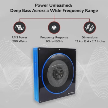 Rockville RW10CA 800 Watt Slim Active Car Subwoofer