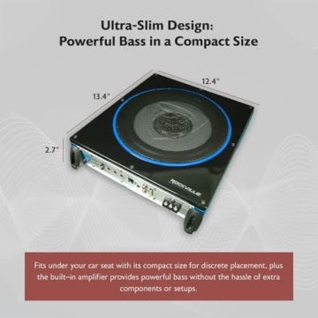 Rockville RW10CA 800 Watt Slim Active Car Subwoofer