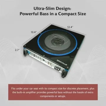 Rockville RW10CA 800 Watt Slim Active Car Subwoofer