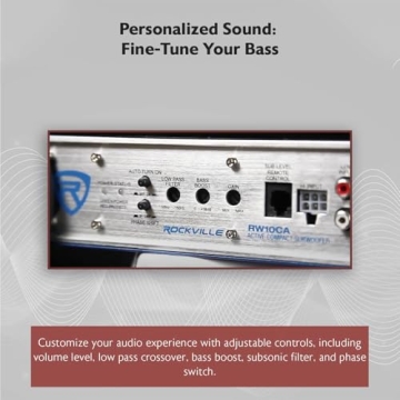 Rockville RW10CA 800 Watt Slim Active Car Subwoofer