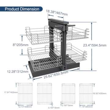 VADANIA Blind Corner Pull Out Organizer for 36 inch Cabinets
