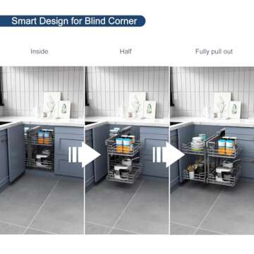 VADANIA Blind Corner Pull Out Organizer for 36 inch Cabinets