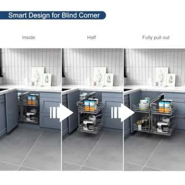 VADANIA Blind Corner Pull Out Organizer for 36 inch Cabinets