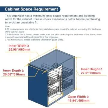 VADANIA Blind Corner Pull Out Organizer for 36 inch Cabinets