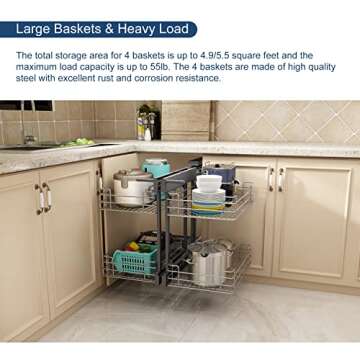 VADANIA Blind Corner Pull Out Organizer for 36 inch Cabinets