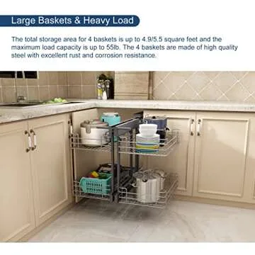 VADANIA Blind Corner Pull Out Organizer for 36 inch Cabinets