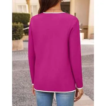 ZESICA Women's Color Block Cardigan with Pockets