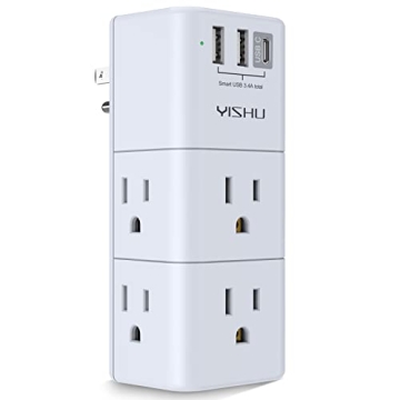 YISHU Surge Protector 6 AC + 3 USB Ports Power Strip