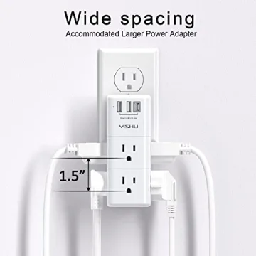 YISHU Surge Protector 6 AC + 3 USB Ports Power Strip