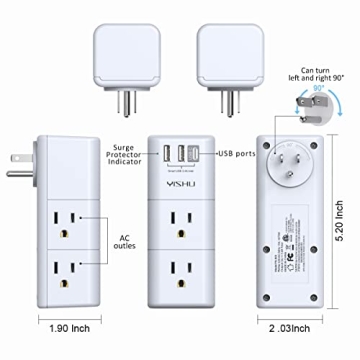 YISHU Surge Protector 6 AC + 3 USB Ports Power Strip