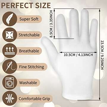 WLLHYF 2 Pairs White Cotton Moisturizing Gloves Spa Touch Screen Gloves Overnight Bedtime Moisturizi...