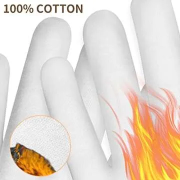 WLLHYF 2 Pairs White Cotton Moisturizing Gloves Spa Touch Screen Gloves Overnight Bedtime Moisturizing Hands Gloves Dry Hands Lotion Gloves Eczema Gloves for Men Women (2 Pair)