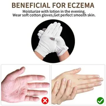 WLLHYF 2 Pairs White Cotton Moisturizing Gloves Spa Touch Screen Gloves Overnight Bedtime Moisturizing Hands Gloves Dry Hands Lotion Gloves Eczema Gloves for Men Women (2 Pair)