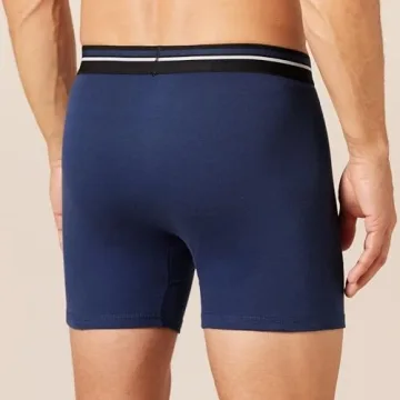 Amazon Essentials Mens Underwear Boxer Briefs, Comfortable Cotton, Tag-Free, Pack of 5, Charcoal/Dark Blue/Dark Navy, Medium