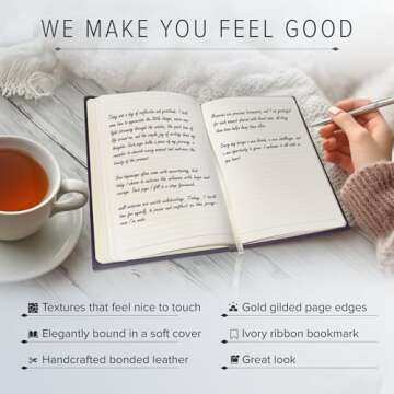 Gallery Leather Journal Notebook - 192 Pages, Softcover, For Men and Women, For Writing, Work & Travel, Handcrafted - Acadia Navy - 9.75 x 7.5 ", Large Lined