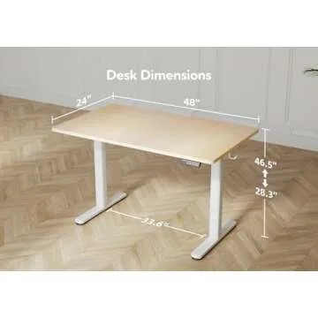 YDN Electric Standing Desk, 48x24 Inch Stand up Desk Adjustable Height, Sit Stand Home Office Desk with Splice Board, Natural Top