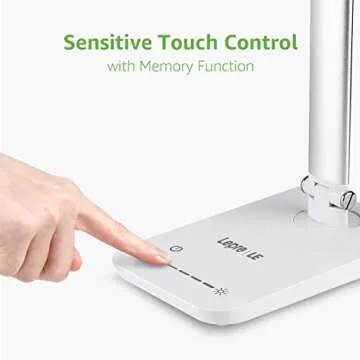 LE Dimmable LED Desk Lamp, 7-Level Brightness Adjustable, Soft Touch Dimmer, Eye Care Daylight Natural Light, High Intensity Office Task Lamp for Reading, Study, Computer Work and More (Silver White)