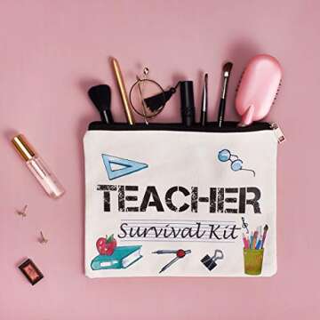 Teacher Appreciation Gifts - Survival Kit & Makeup Bag for Women & Men, Perfect for Teacher's Day, Birthday & Christmas